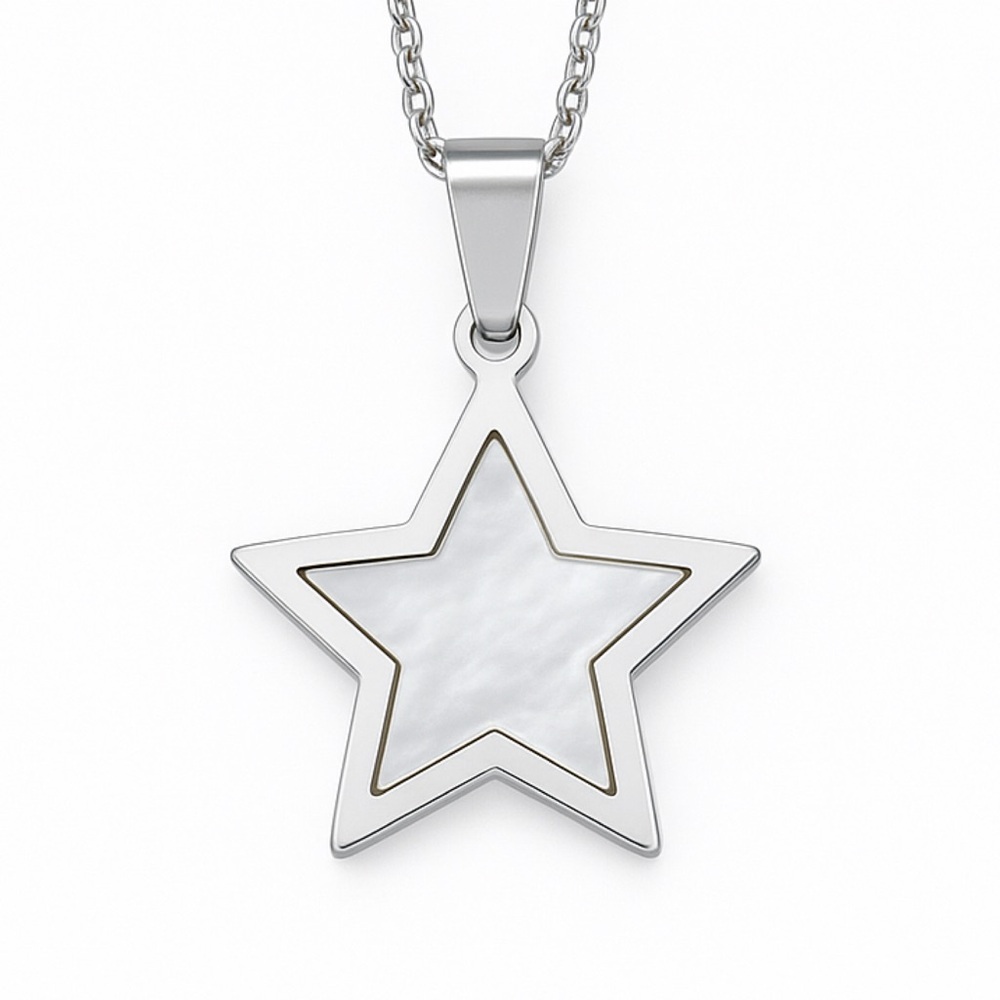 Stainless Steel Star Pendant Necklace 20” Chain